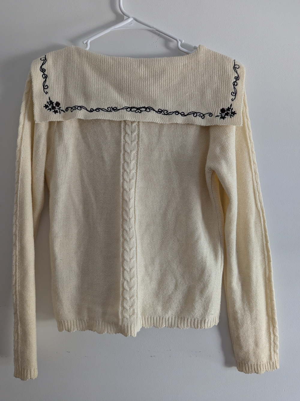 Axes Femme Cream Embroidered Sailor Collar Knit Sweater - Picture 6 of 6